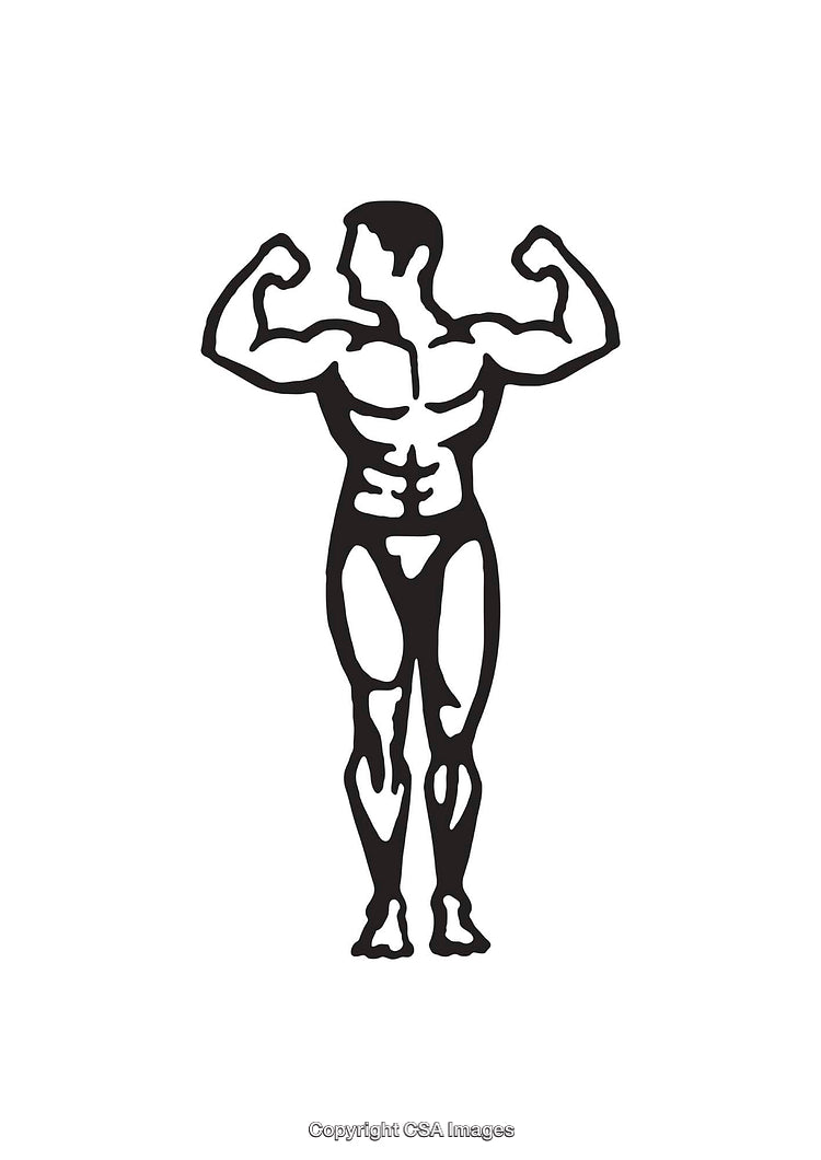 Black And White Bodybuilding Icon of a Flexing Athlete Silhouette