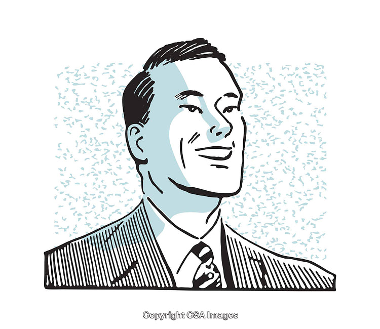 Retro Illustration of Happy Businessperson in Vintage Art Style
