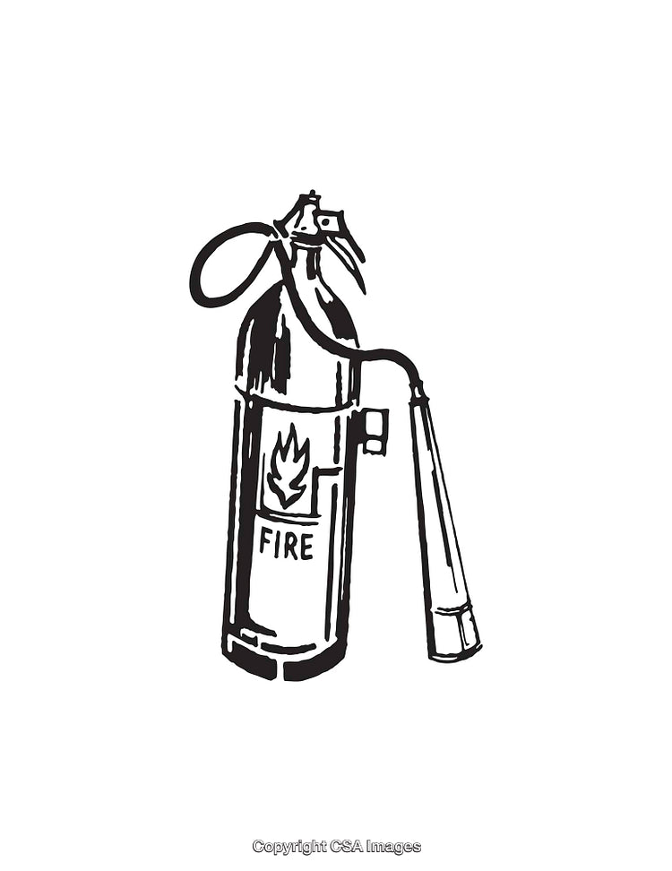 Black and White Line Art of a Fire Extinguisher Illustration