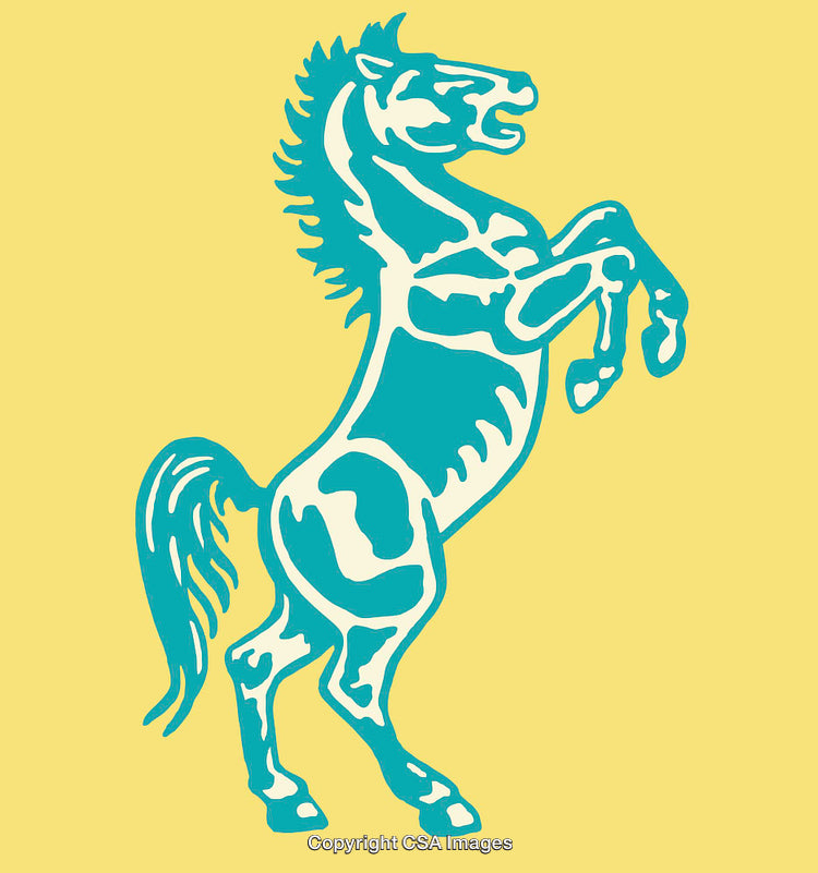 Colorful Line Art Illustration of a Rearing Horse