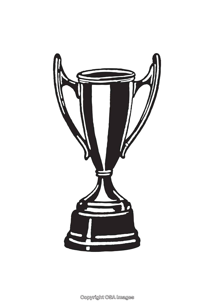 Black And White Line Art Illustration of a Trophy Cup Symbol