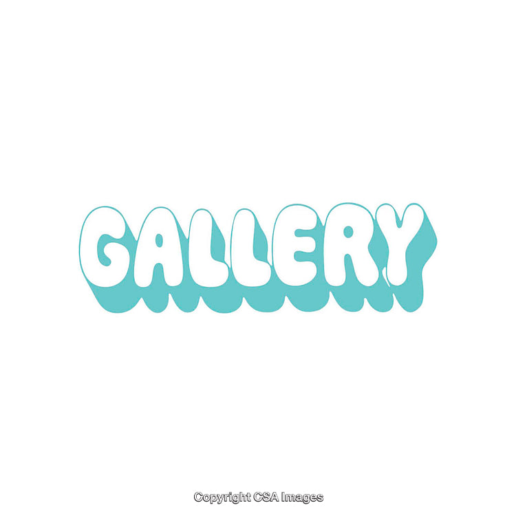 Blue Cartoon Text Art of the Word 'Gallery' on White Background