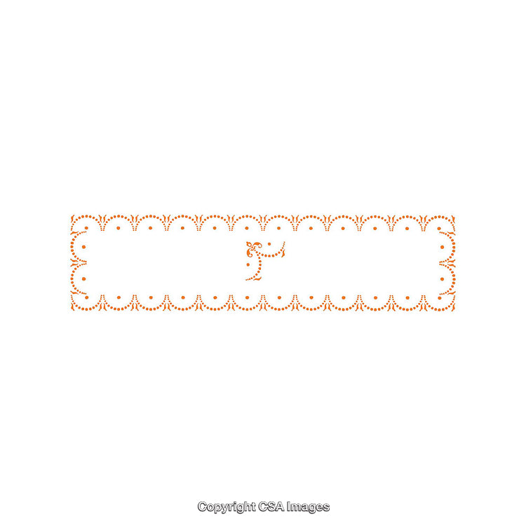 Vintage Geometric Orange Floral Border Pattern on White Background