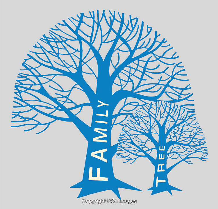 Blue Family Tree Design Representing Genealogy and Connection Concepts