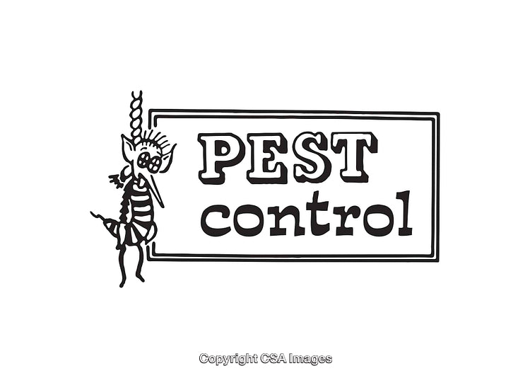 Black and White Line Art Illustration for Pest Control Design