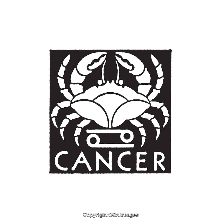 Black and White Line Art of Cancer Zodiac Crab Symbol Design