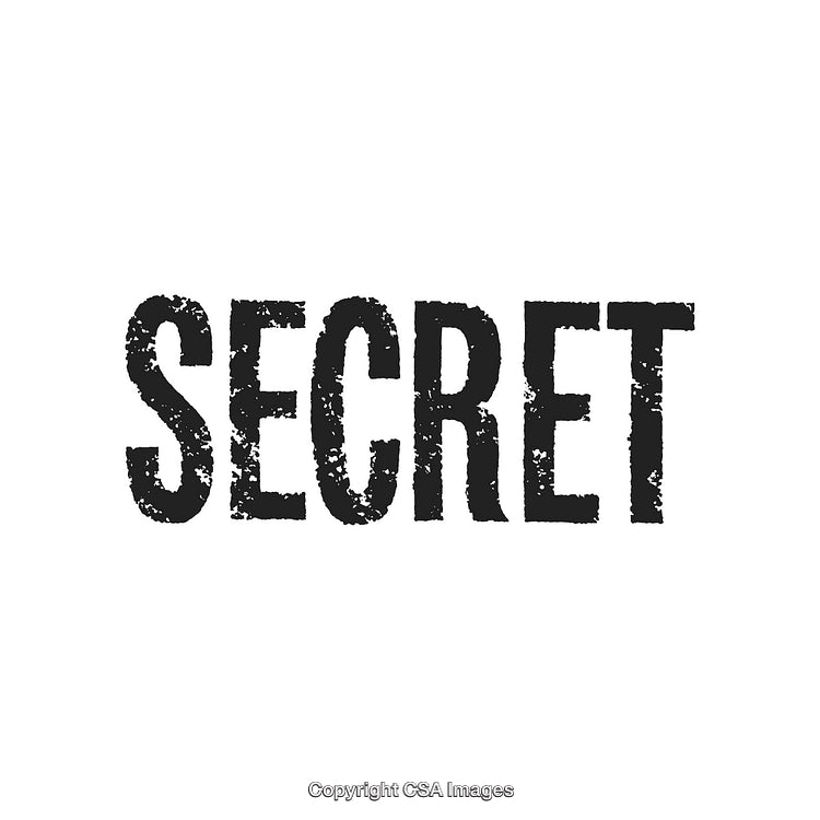 Grunge Style Text in Black Showing the Word Secret on White Background