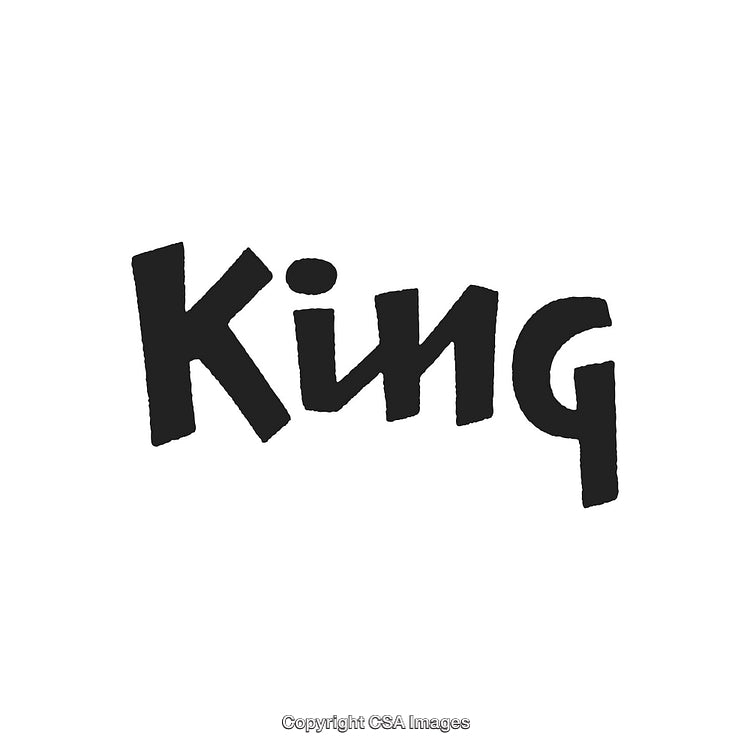 Bold Handwritten King Typography Design on White Background