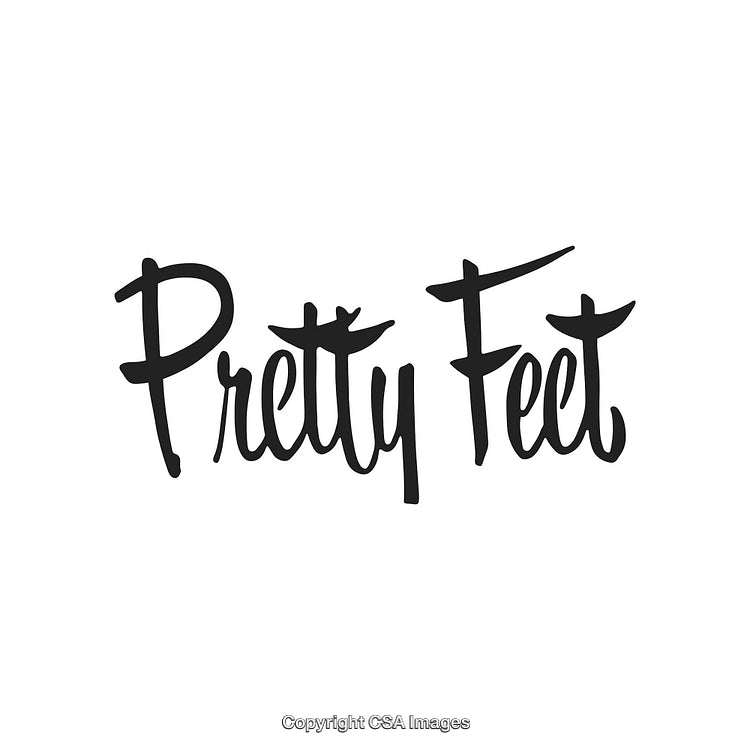 Stylish Handwritten Pretty Feet Logo in Black on a White Background