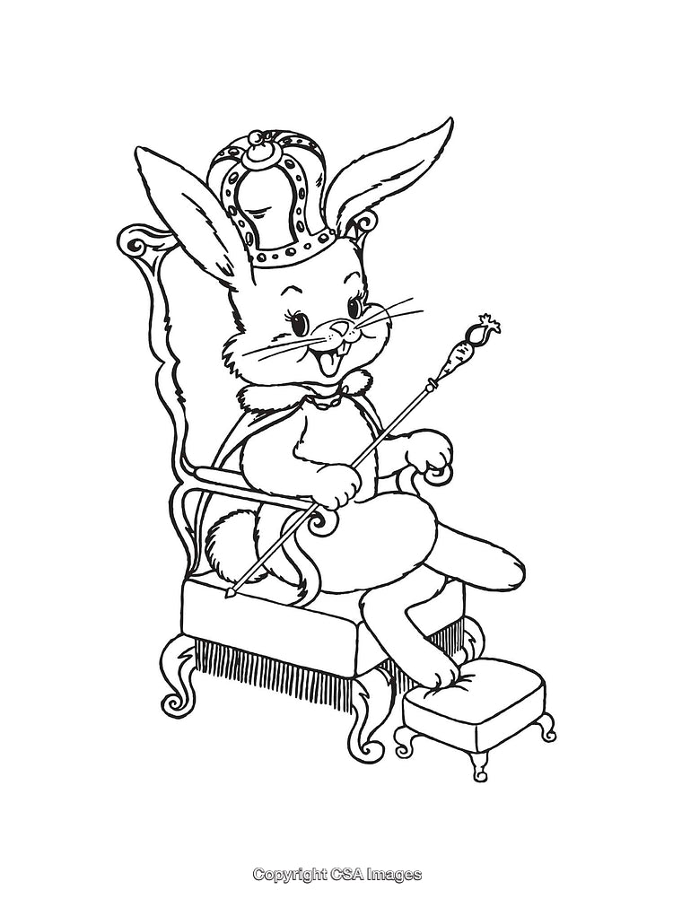 Royal Rabbit Sitting on a Throne with a Regal Scepter
