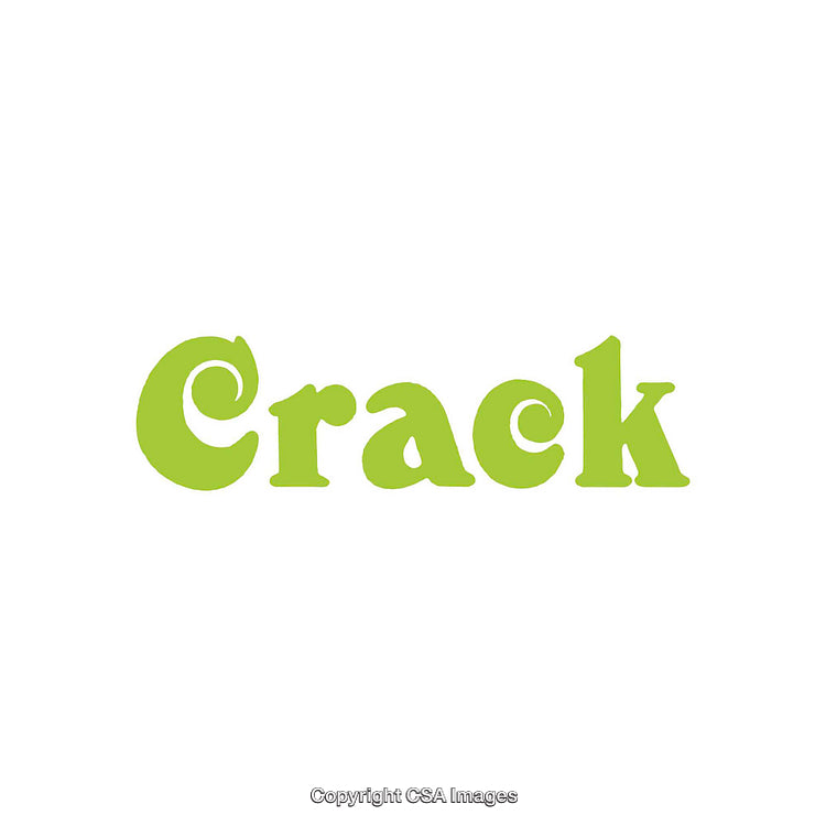 Lime Green Crack Text on a White Background with Bold Fonts