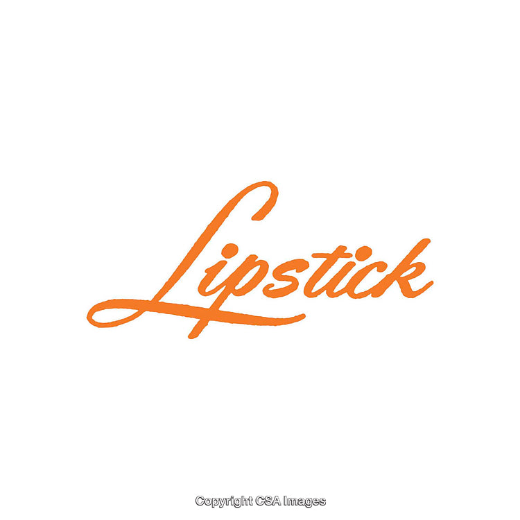 Stylish Orange Script Design Spelling Lipstick Isolated On White Background