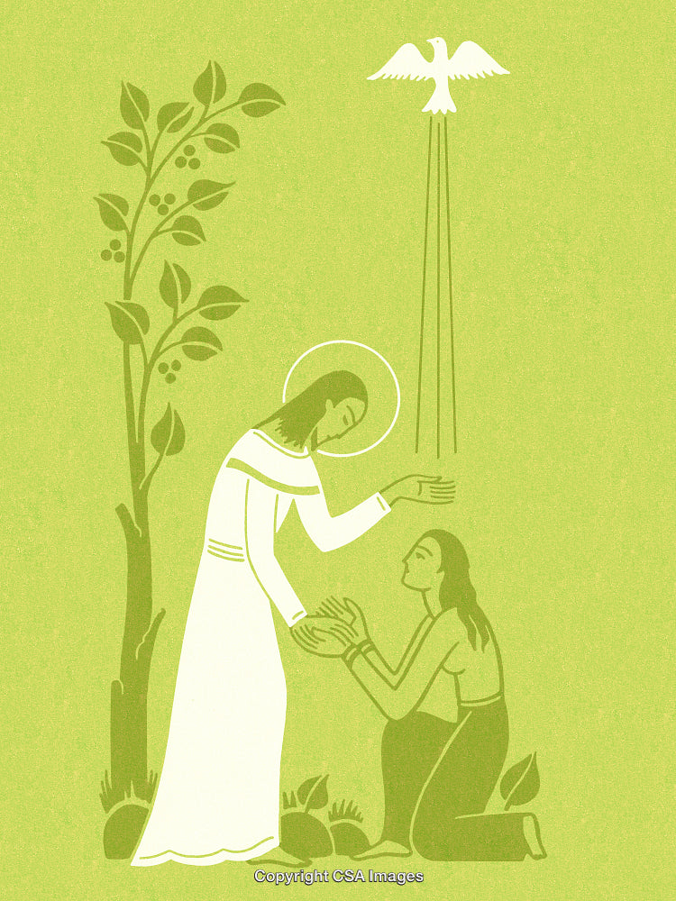 Illustration of a Peaceful Spiritual Blessing in Natural Surroundings