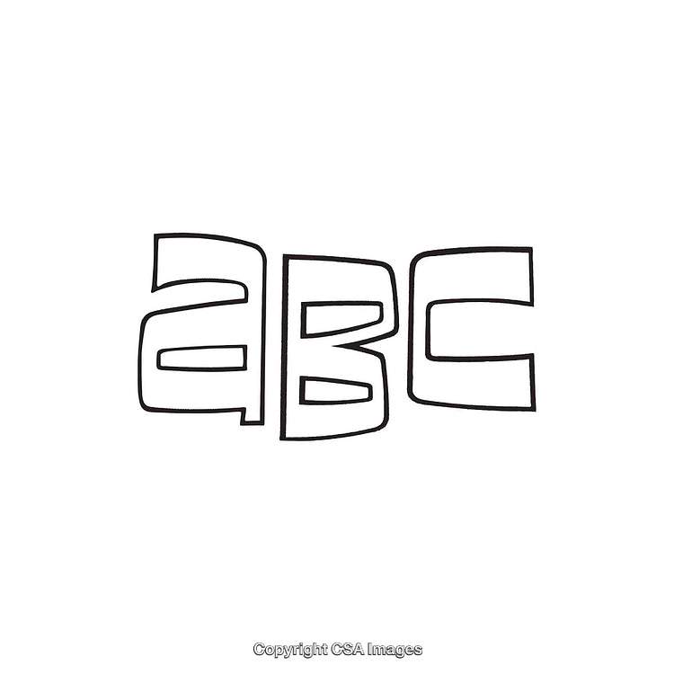 Stylized Alphabet Letters Forming ABC in Black Outline Style