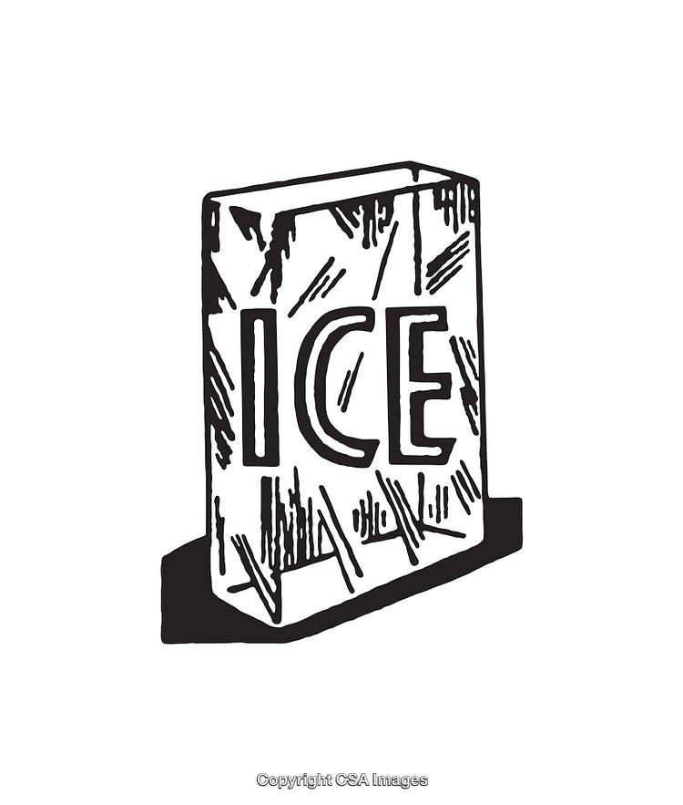 Black and White Line Art of an Ice Block Design