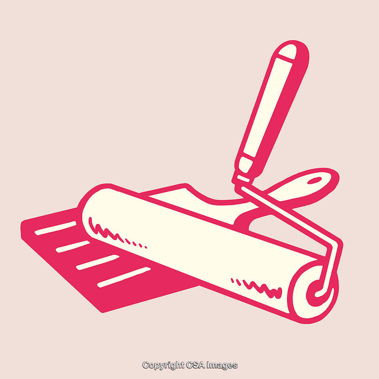 Color Line Art Illustration of a Paint Roller for DIY Projects