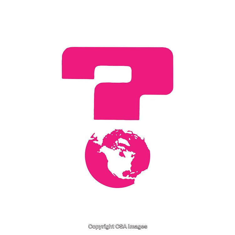Pink Question Mark Overlaying a Globe Earth Icon Symbolizing Curiosity and Global Themes