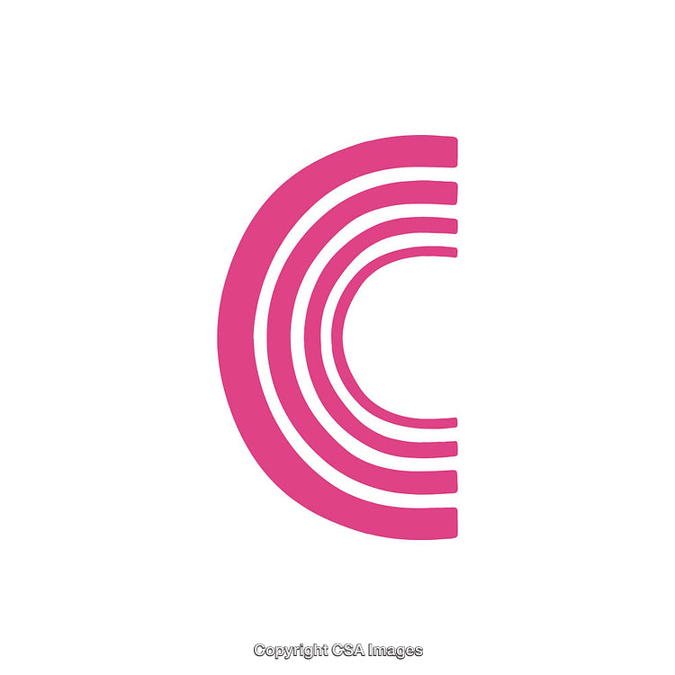 Bold Pink Geometric Letter C Shaped Design on White Background