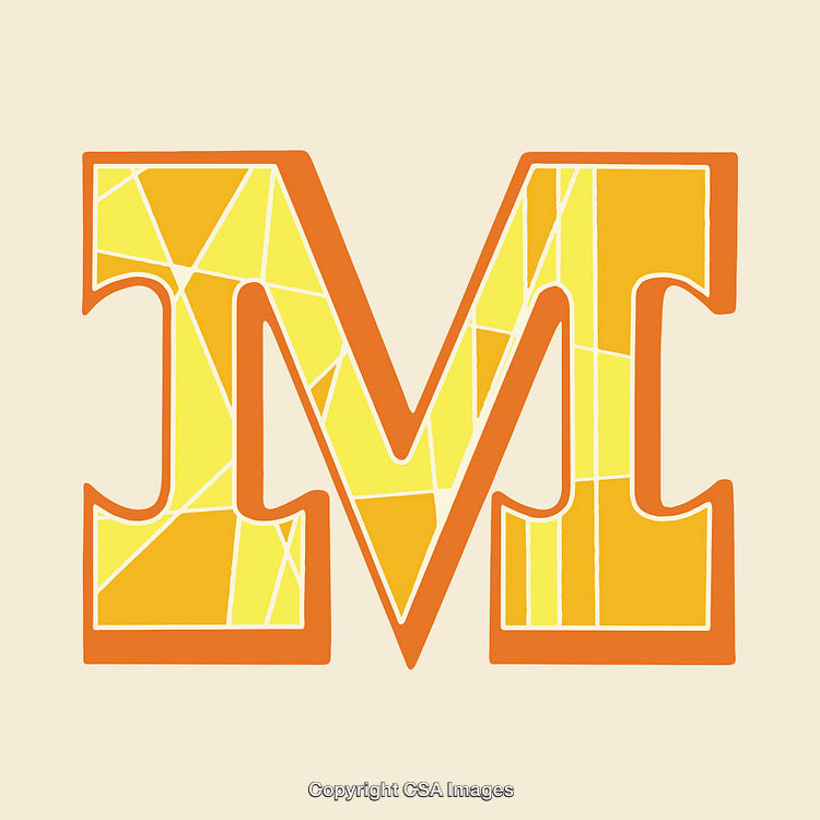 Stylized Yellow and Orange Mosaic Letter M Illustration