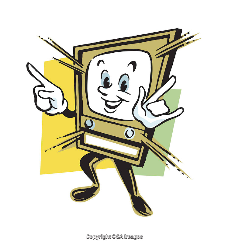 Colorful Cartoon Television Character with Expressive Pose and Cheerful Design