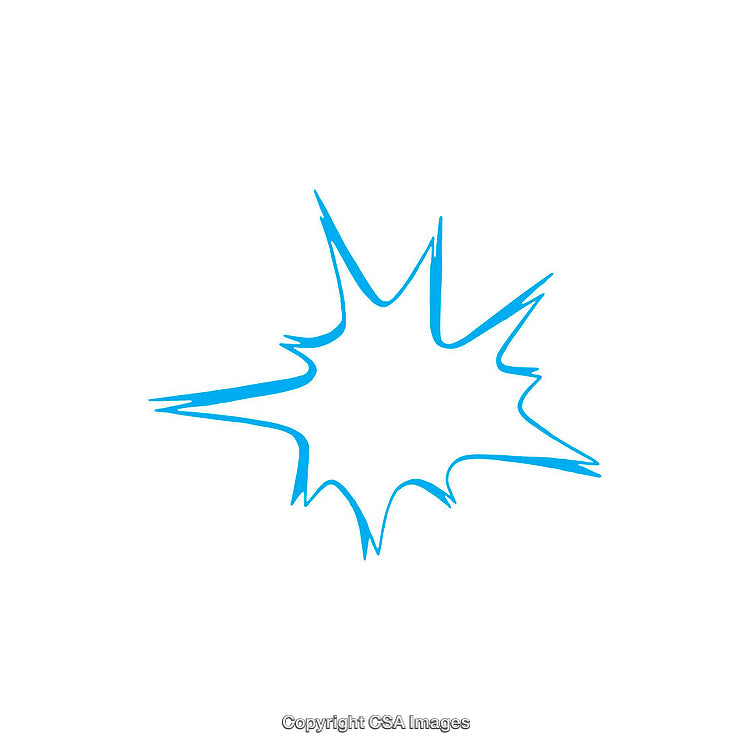 Blue Cartoon Explosion Outline on White Background with Sharp Edges
