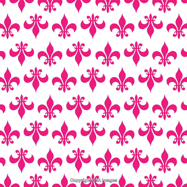 Elegant Pink Fleur-De-Lis Pattern on a White Background