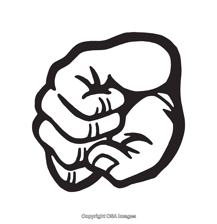 Black and White Line Art of a Closed Fist Illustration