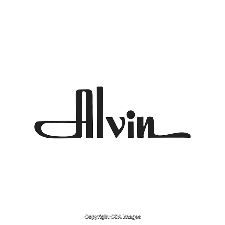 Creative Black Typography Design Forming the Word 'Alvin' on White Background