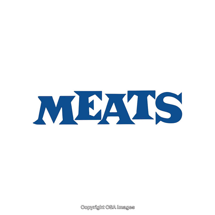Blue Text 'Meats' on a Clean White Background Design