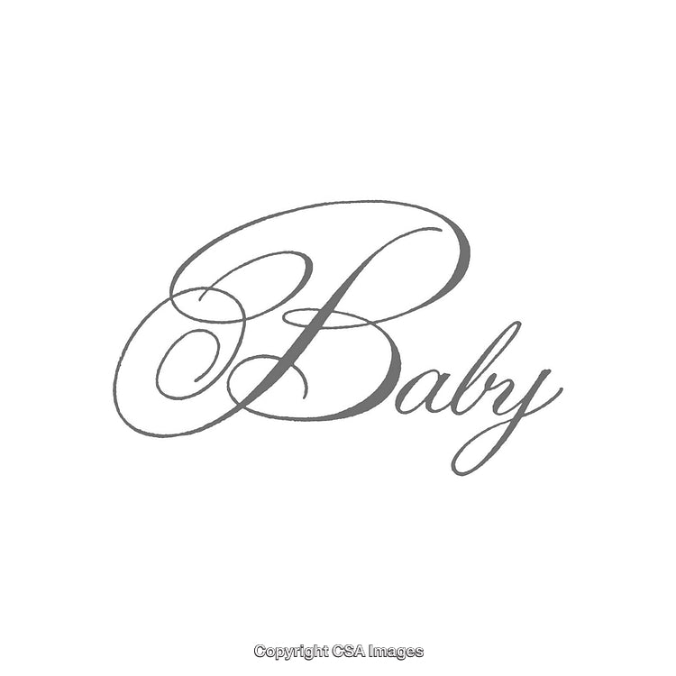 Elegant Calligraphy Gray Script Featuring the Word Baby on White Background
