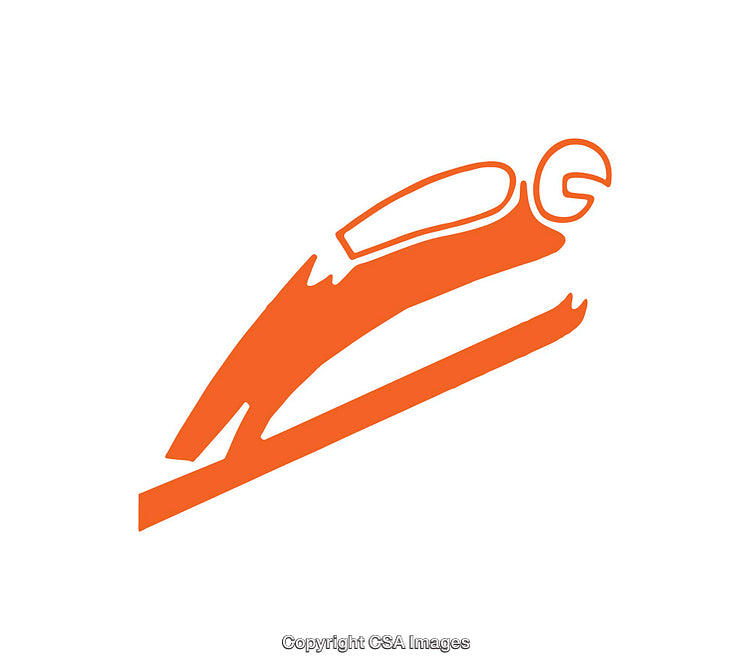 Minimalist Illustration of Ski Jumping Inspired Icon in Orange Design