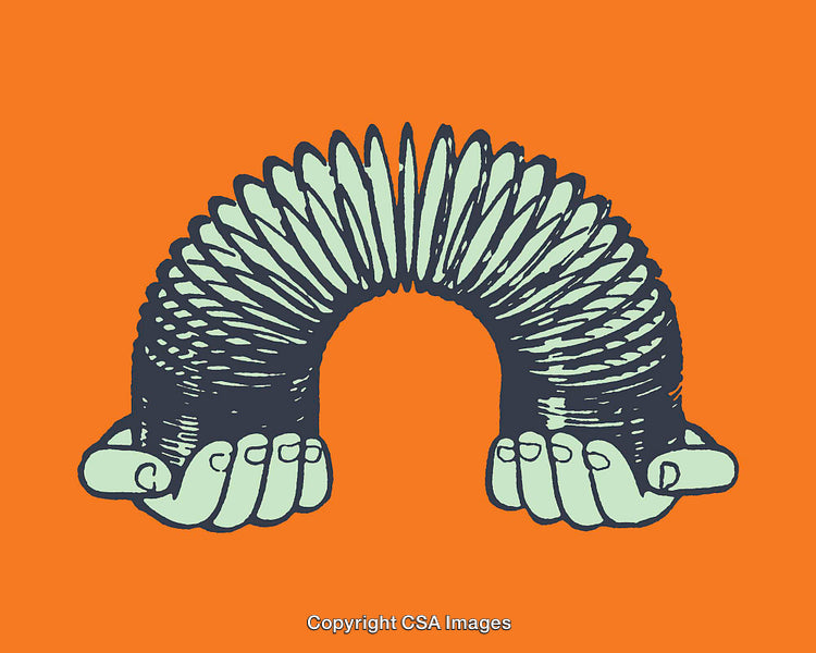 Creative Line Art Illustration of Hands and Object on Orange Background
