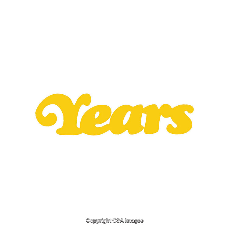 Yellow Typography Word Art Featuring the Word "Years"
