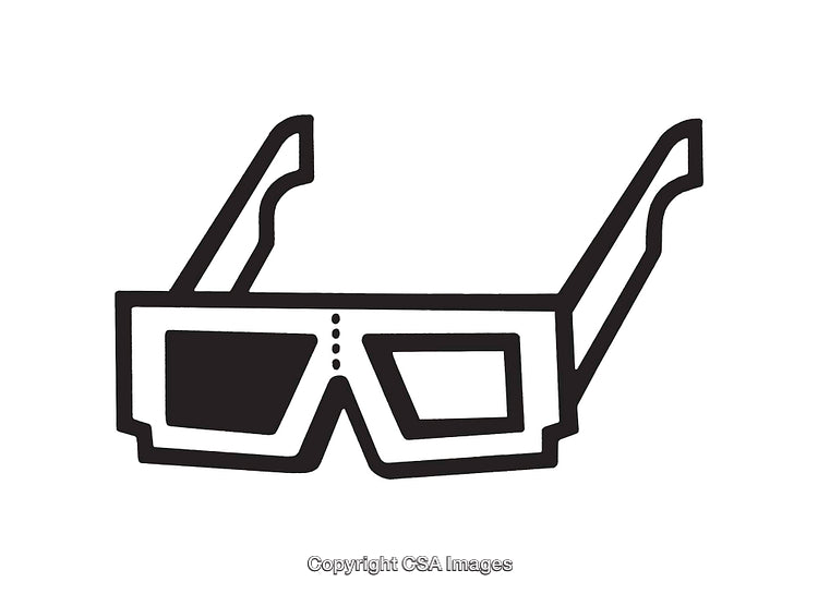 Simple Black and White Icon of Retro 3D Glasses