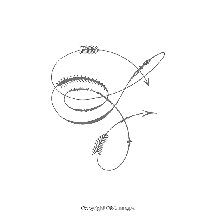 Intricate Monochrome Abstract Lines with Arrow Accents and Organic Shapes