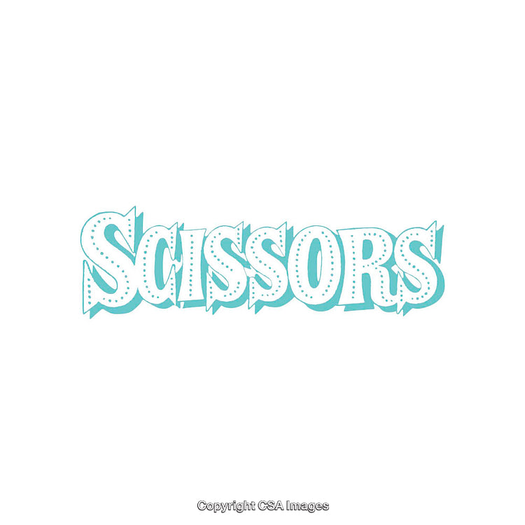 Colorful Typography Featuring Word 'Scissors' in Playful Style