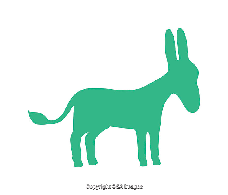 Minimalist Green Donkey Icon on a White Background