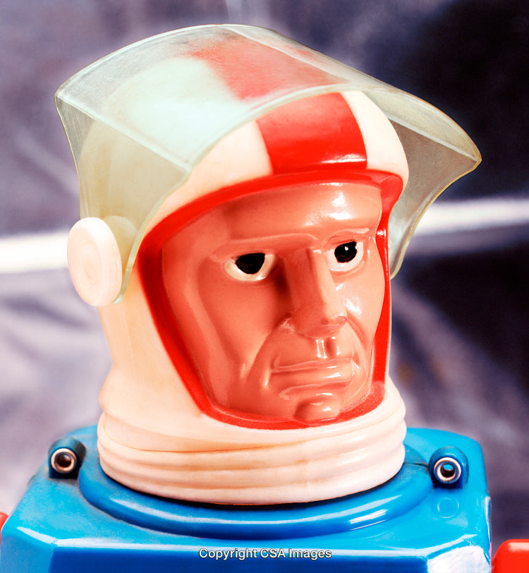 Retro Plastic Toy Robot with a Vibrant Design and Unique Features