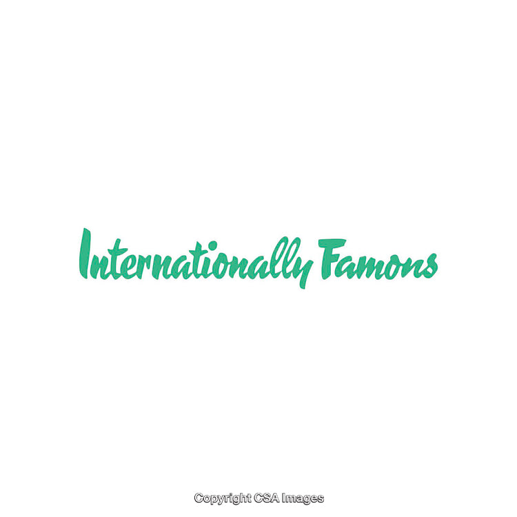 Green Handwritten 'Internationally Famous' Text on White Background