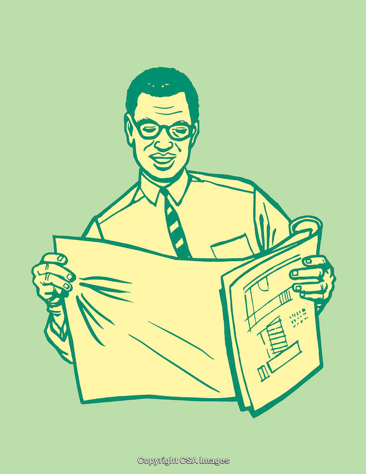Retro Style Illustration of a Man Reading a Newspaper