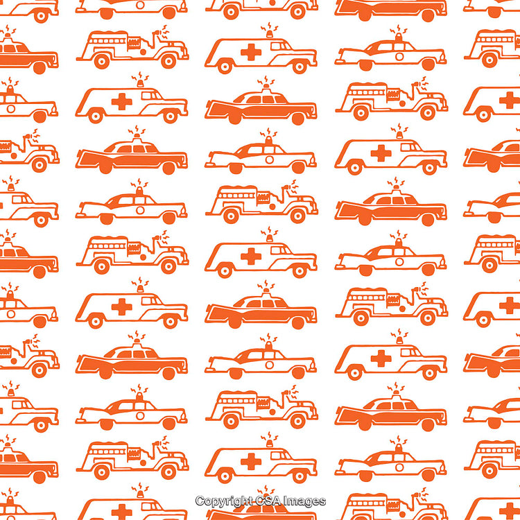 Orange Emergency Vehicle Pattern with Ambulances and Fire Trucks
