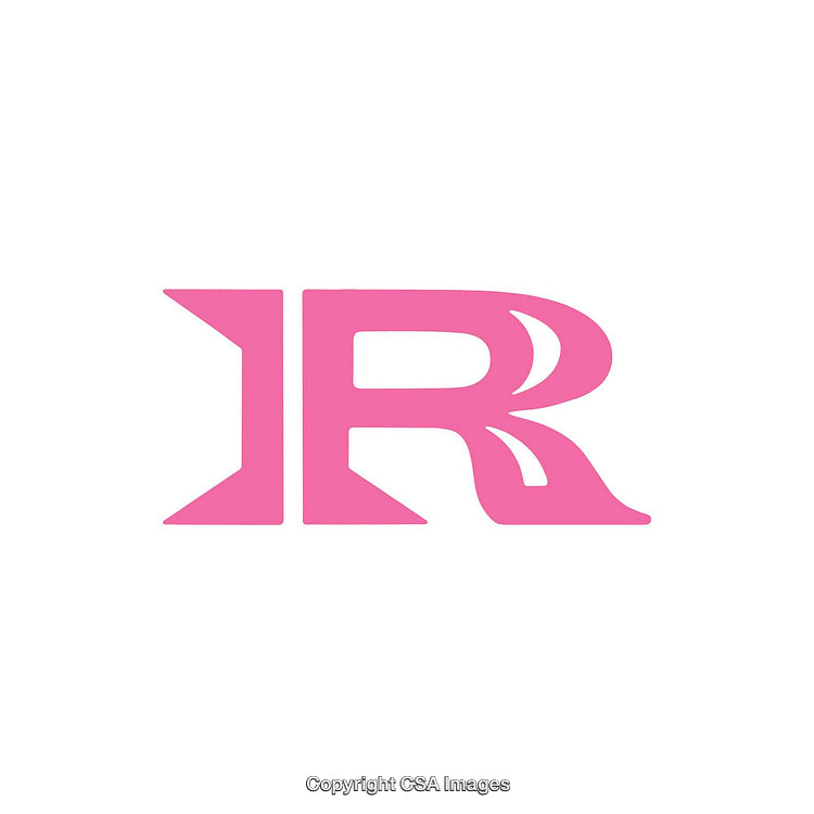 Stylized Pink Letter R Emblem with Minimalistic Design on White Background
