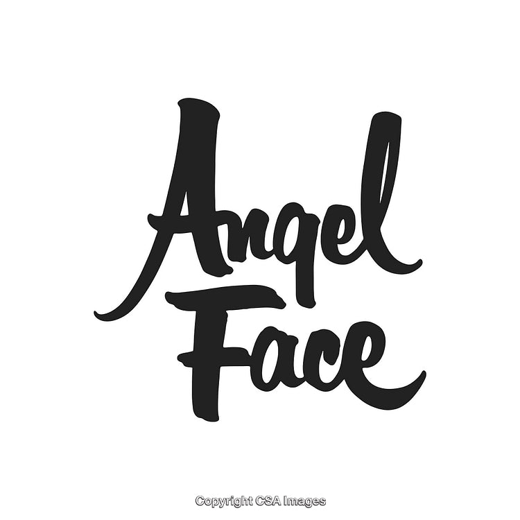 Stylized Calligraphic Text Spelling 'Angel Face' on Minimalist White Background