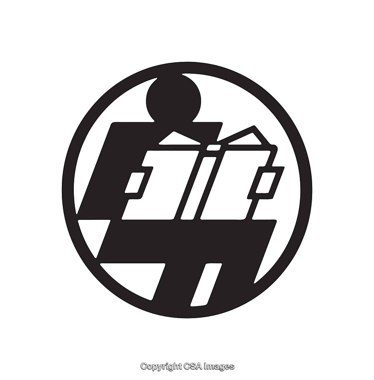 Black and White Icon of a Person Reading a Book in a Circle