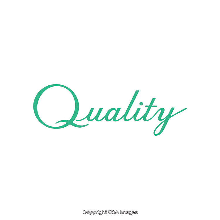 Elegant Typography of the Word Quality in Green Text on White Background