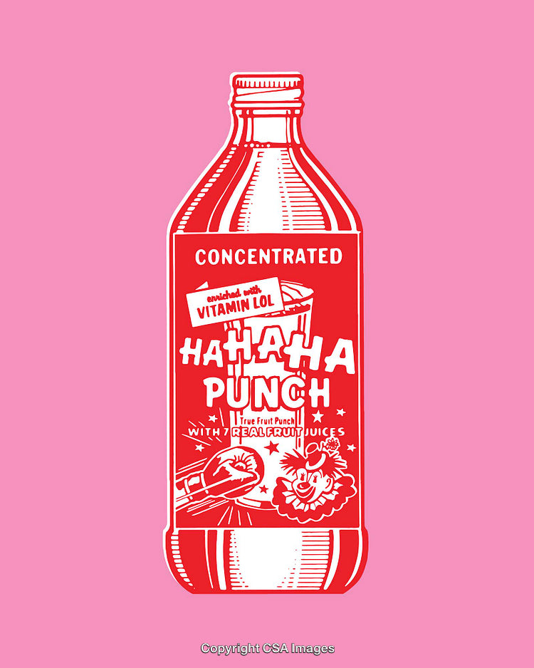 Colorful Line Art Illustration of a Humorous Punch Bottle Design