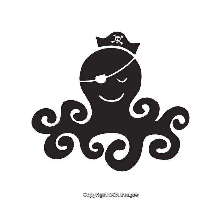Cartoon Octopus Pirate with Eye Patch and Hat Icon Design