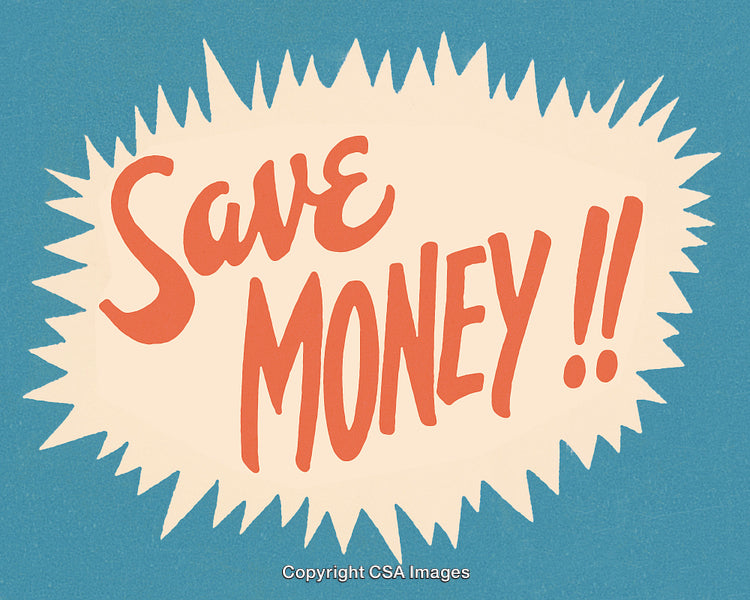 Retro Styled Poster Promoting Savings with Bold Typography