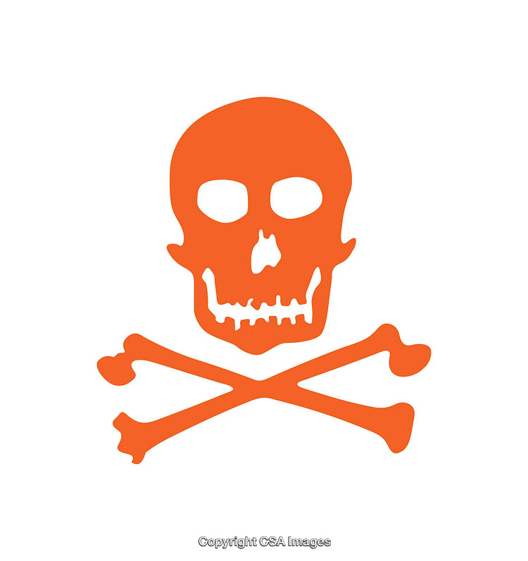 Orange Skull And Crossbones Icon On White Background