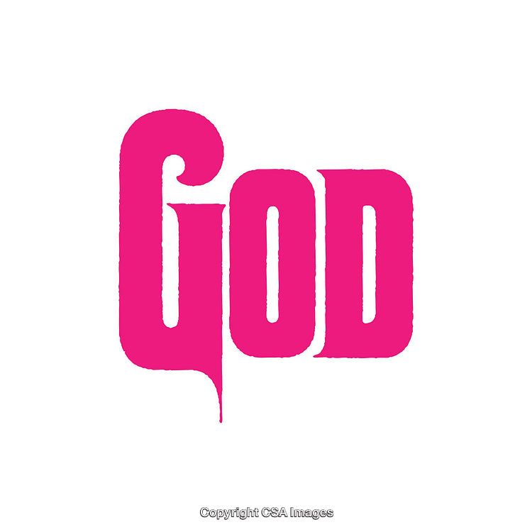 Pink Bold Typography Featuring the Word God on a White Background